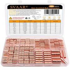 380 PCS 26-6 AWG Non-Insulated Butt Connectors kit Pure Copper Crimp Butt Spl...