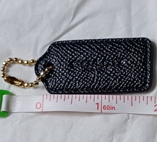 Authentic Coach Black Leather with Gold Hardware KeyChain Fob Charm Hang Tag