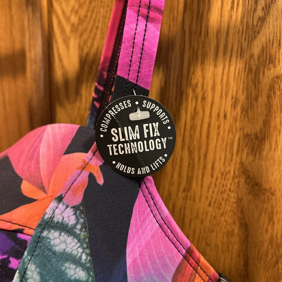 Traje de baño tórrido de una pieza estampado tropical con aros acanalado bustier talla 2 DD/F Foto 2 de 4