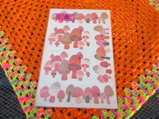 Vintage Groovy Orange Brown Pink Meyercord Mushroom Decal Sheet