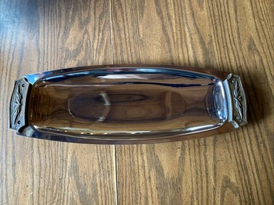Vintage MCM Kromex Chrome 16'' Serving Tray with Wood Handles