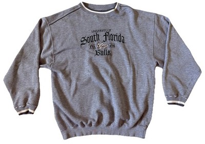 Vintage USF Bulls Cadre Athletic Embroidered Gray Crewneck Sweatshirt Men Large