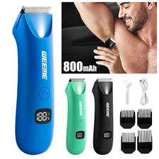 Electric Men Pubic Hair Trimmer Groin Body Hair Ball Shaver Clipper with USB LED