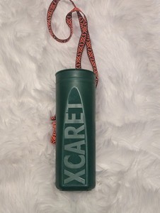 Green Xcaret Mexico Travel Water Bottle Crossbody Adjustable Strap 26oz Lanyard