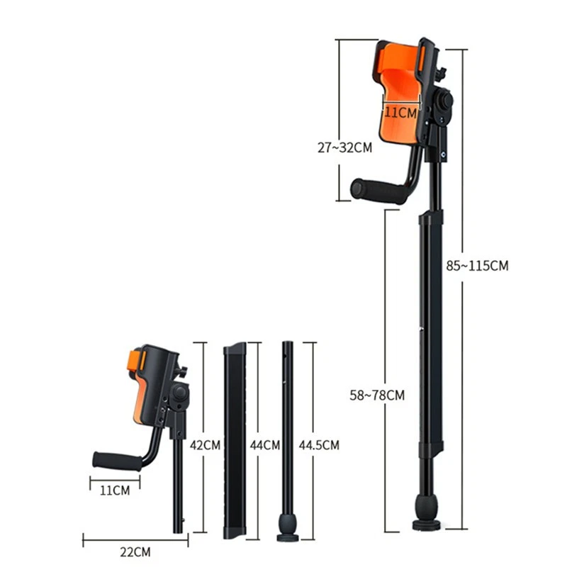 1 Pc Faltbar Krücke Gehhilfe Unterarmgehstütze Gehstütze Unterarmkrücke 85-115cm - Bild 2 von 4
