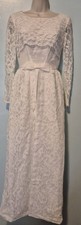 Vintage Modest 1950s 60s Ivory Lace Wedding Dress Bow Classic Proper Preppy