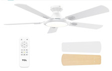 52 Inch Ceiling Fan with Light Remote Control Low Profile DC Motor White
