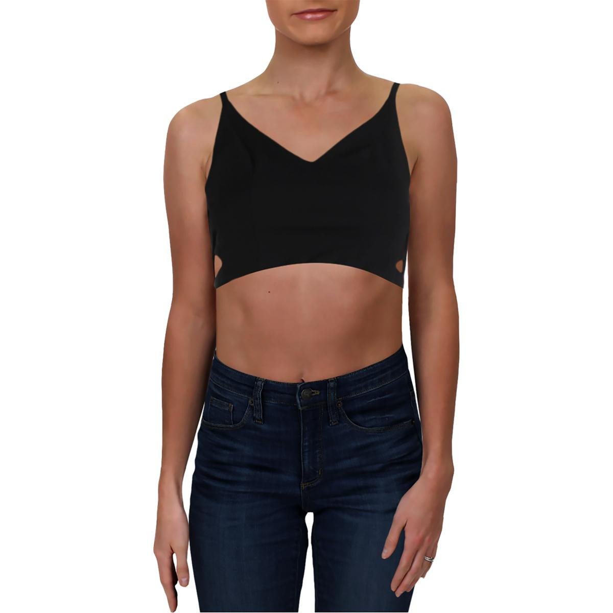 Black Lattice V-Neck Crop Top for Women stylish juniors blouse