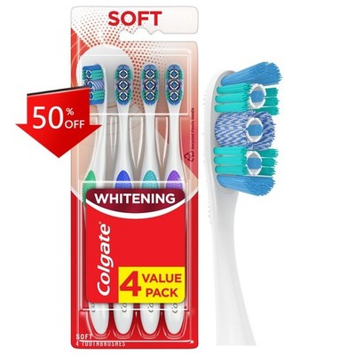 Colgate 360 Optic White Whitening Toothbrush - Soft - 4ct