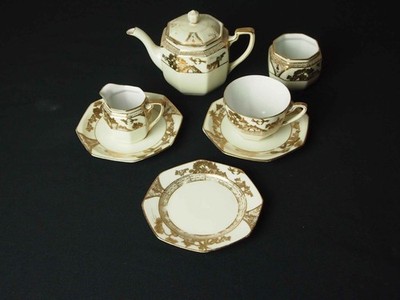 Vintage Noritake Japan Gold Teeservice 46754 selten Art Deco