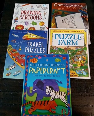 Kids Drawing, Puzzle, Paper Craft Books- Lot of 5- Usborne
