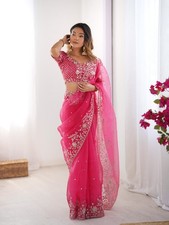 Organza Seide Stoff mit Stickerei Arbeit Desi...