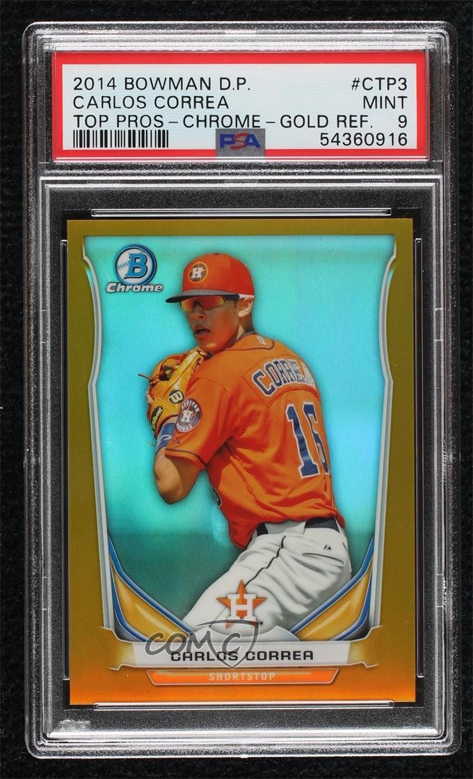2014 Bowman BOWMAN DRAFT PICKS TOP PROSPECTS Gold Refractor #CTP3 Carlos Correa front