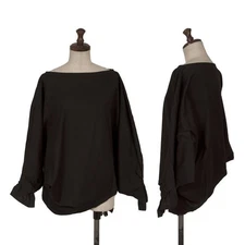 Ne-net Diagonal Design Gathered Sleeve Dolman T Shirt Size 2(K-163526)