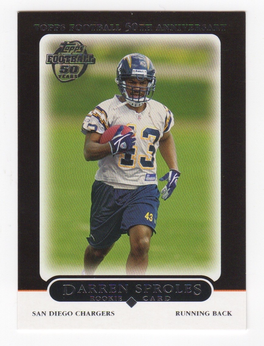 2005 Darren Sproles Topps Black Football 50 Years Rookie RC Chargers #404