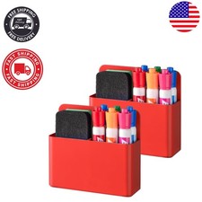 2 Pack Red Magnetic Pen Holder   Stylish Classroom  Fridge Organizer