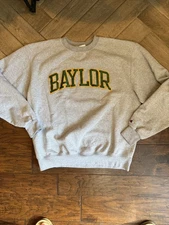 Baylor Bears Sweater Mens Large Gray NCAA College Crewneck Champion Football