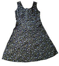 K & Company Womens Black Floral Sleeveless Fit & Flare Midi Dress Cottagecore