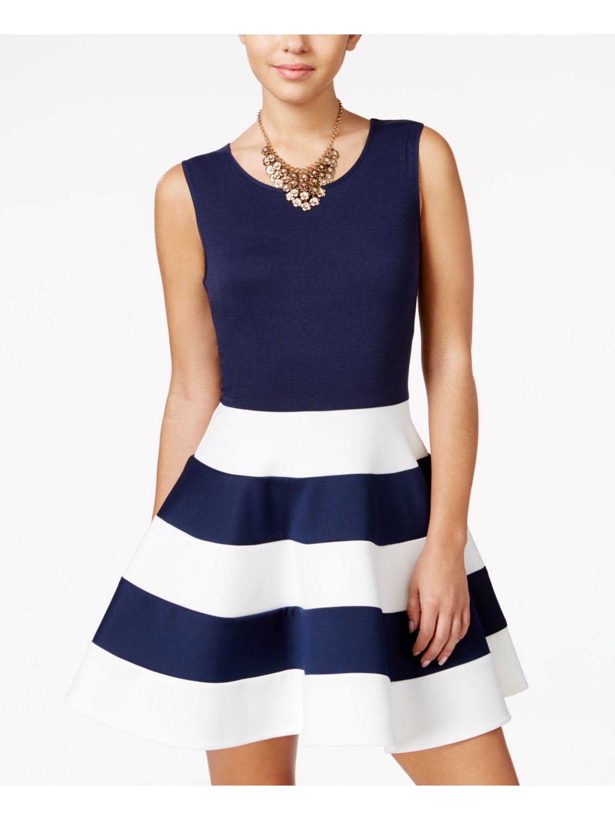 CITY STUDIO Womens Fit + Flare Dress Navy Sleeveless Juniors S