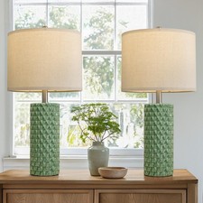 USumkky 26 Tall Table Lamp for Living Room -Green Lamps Set of 2 Modern Ceram...