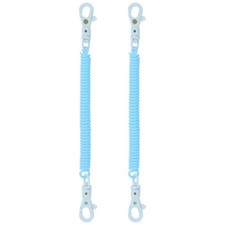 2pcs Retractable Coil Spring Keychain with Lobster Clasp Keyring 20cm Light Blue