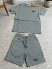 Essentials Fear of God Gray Logo 2pc T-Shirt  Shorts Set Pockets Drawstring M