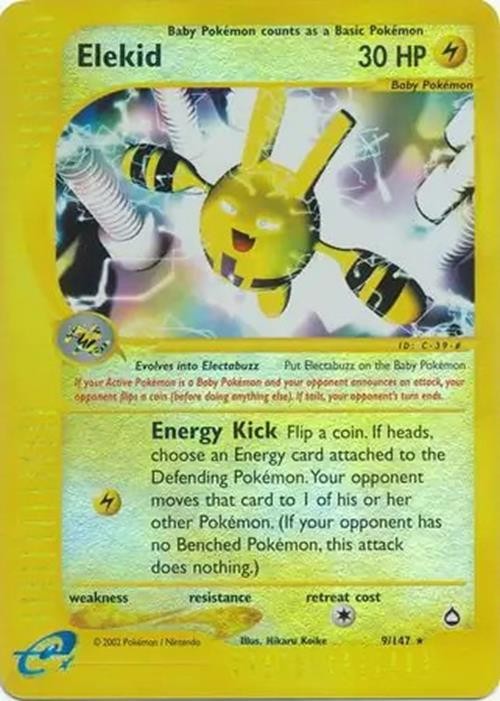 Elekid - 9/147 - Pokemon Aquapolis Reverse Holo Rare Card LP