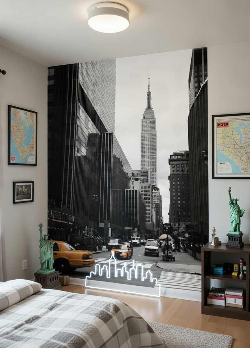 New York Black Wallpaper 254x183 cm living room wall mural teens room decor