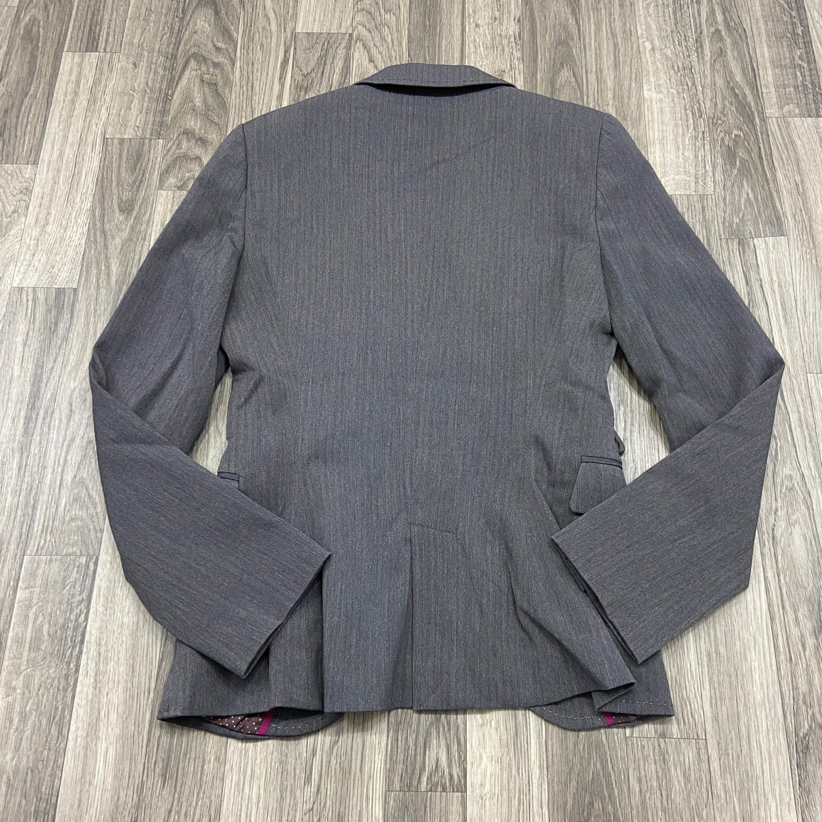 ZARA BASIC 1 Button Pockets Grey Herringbone Blaz… - image 6