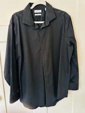 Calvin Klein Men  s XL Black Dress Shirt Slim Fit Stretch WrinkleFree Flex Collar