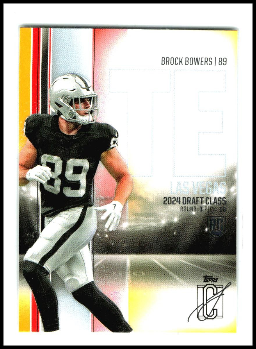 2024 Topps Signature Class Red & Yellow #129 Brock Bowers Rookie Raiders