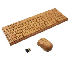 Smart Tech Handcrafted Natural Wooden PC Wireless 2.4GHz Keyboard and Combo