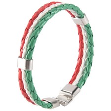2X(Jewelry Bracelet, Italian Flag Bangle, Leather Alloy, for Men'S Women,3832