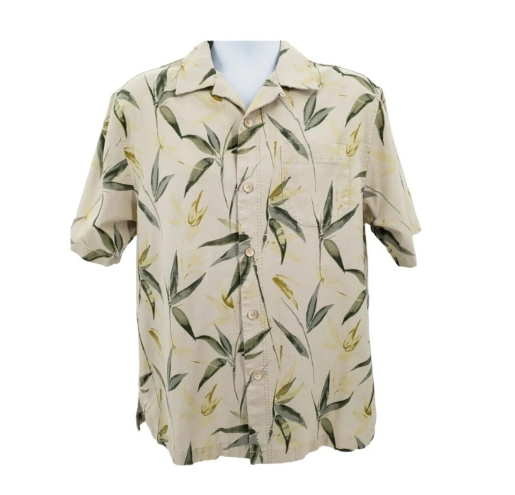 Tommy Bahama Original Fit 100% Silk Coral Hawaiian Short Sleeve Shirt Men's M