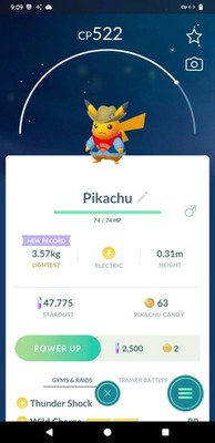 Shiny Pikachu Excavator Possil Museum- Pokémon GO - PTC 20K Dust