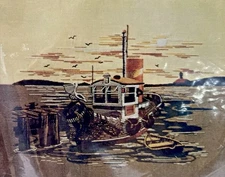 Golden Bee Stitchery 1976 Embroidery Kit Tugboat Lighthouse Sealed WINTER SALE!