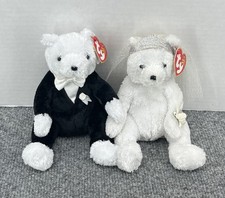 Ty Beanie Bride and Groom Wedding Bear Plush Set Lot of 2 with Tags