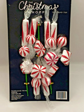 NEW WRAPPED CHRISTMAS PEPPERMINT CANDY PICKS WREATH ORNAMENT TREE X 3 FREE SHIP