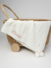 Personalized Knit Baby Blanket Made in Mexico - Custom Embroidered - Baby Shower