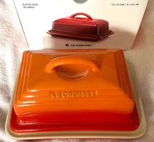 Le Creuset Stoneware Butter Dish 900 g 17 x 12.5 x 9 cm Rectangle Lid FLAME NIB