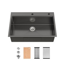 Stainless Kitchen Sink, 33  x22  Single Bowl,Overmount Handmade Sink
