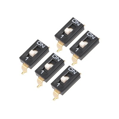 5 Pcs Black DIP Switch 1 Positions for Circuit PCB Surface Mounted Devices Type