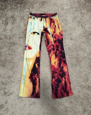 Roberto Cavalli Desi Princess Lava Pixel Face Pants Jeans 90s 2000s Y2K Archive
