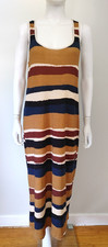 Designer Sézane Serena Midnight Stripe Organic Old Money resort Vacation Dress M