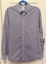 Brooks Brothers 1818 Regent Dress Shirt Mens 16 34 35 Blue Check Non Iron Cotton