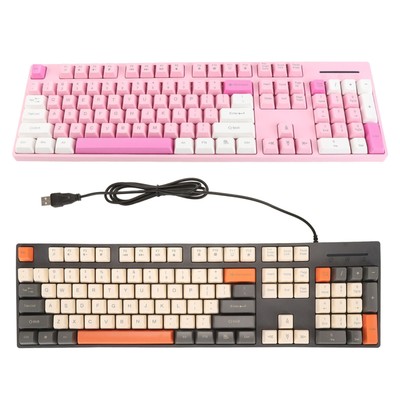 104 Keys Wired Keyboard 3 Colors Cute Gaming Keyboard USB Interface Business Fit