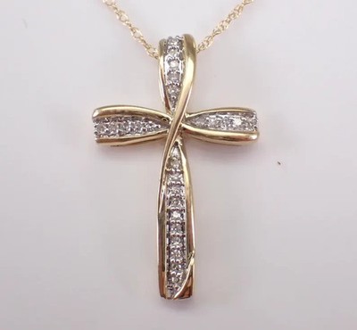 1.60 Ctw Round Cut Moissanite Cross Charm Pendant 14K Yellow Gold Plated Silver