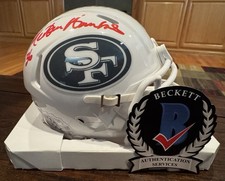 Merton Hanks Autographed SF 49ers White Salute to Service 3 Mini Helmet Beckett
