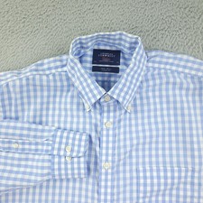 Charles Tyrwhitt Shirt Mens XL Blue Check Non Iron Button Down Long Sleeve