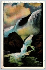Vintage Niagara Falls Rock of Ages & Cave of the Winds Linen Postcard